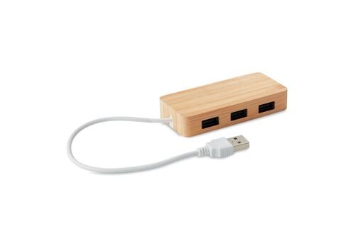 Bambukinis 3 jungčių USB šakotuvas