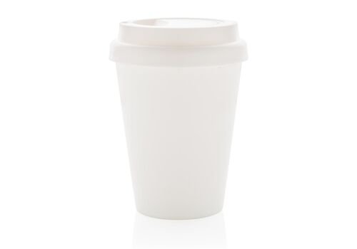 Reusable double wall coffee cup 300ml, white