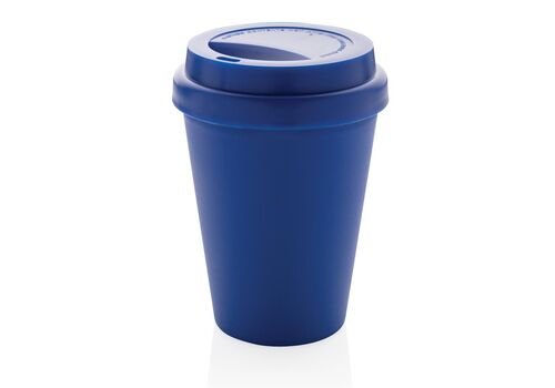 Reusable double wall coffee cup 300ml, blue