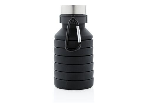 Leakproof collapsible silicon bottle with lid, black