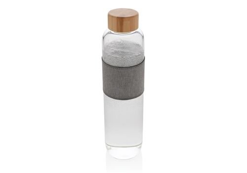 Impact borosilicate glass bottle with bamboo lid, transparen