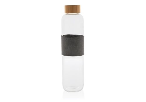 Impact borosilicate glass bottle with bamboo lid, transparen