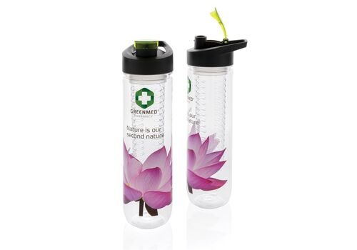 Printed sample Water bottle with infuser, green