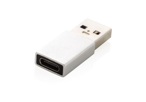 USB A to USB C adapter, silver