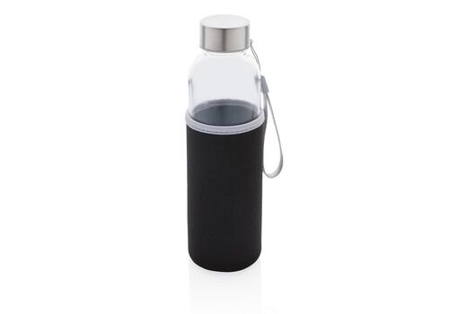 Glass bottle with neoprene sleeve, black