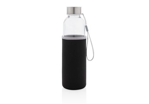 Glass bottle with neoprene sleeve, black