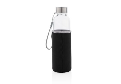 Glass bottle with neoprene sleeve, black