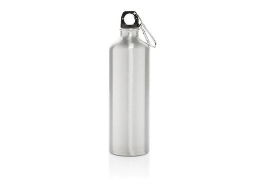 XL aluminium waterbottle with carabiner, silver