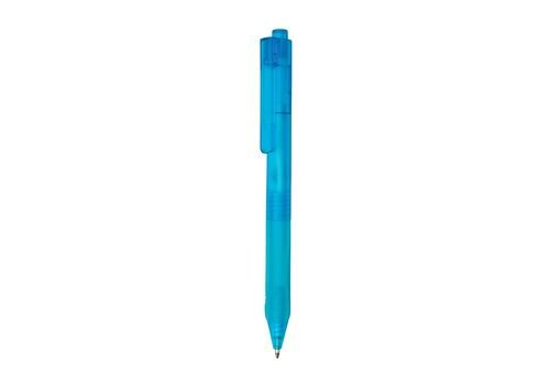 X9 frosted pen with silicon grip, blue