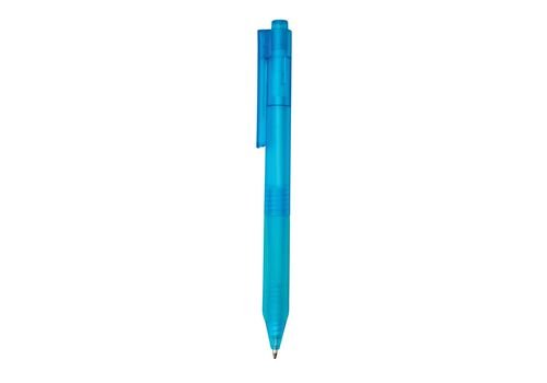 X9 frosted pen with silicon grip, blue