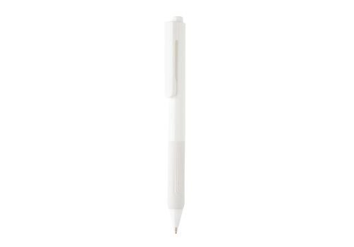 X9 solid pen with silicon grip, white