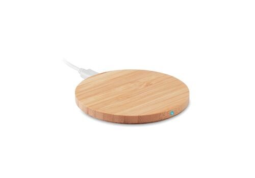 Round wireless charger bamboo