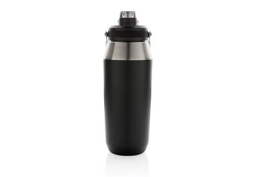 Vacuum stainless steel dual function lid bottle 1L, black