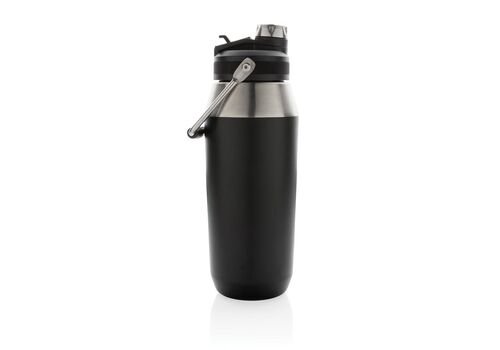 Vacuum stainless steel dual function lid bottle 1L, black