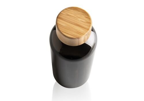 GRS RPET bottle with FSC bamboo lid, black