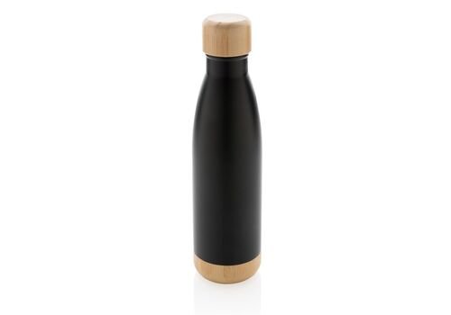 Vacuum stainless steel bottle with bamboo lid and bottom, bl