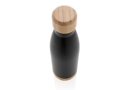 Vacuum stainless steel bottle with bamboo lid and bottom, bl