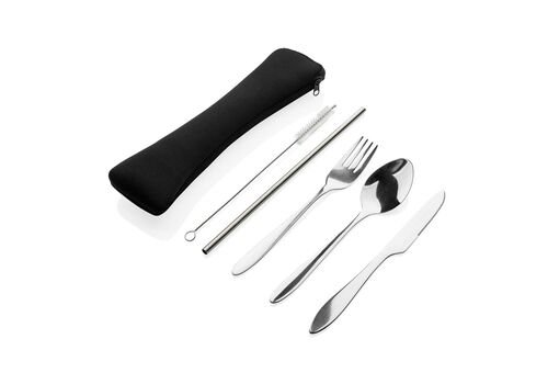 4 PCS stainless steel re-usable cutlery set, silver