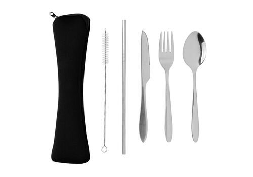 4 PCS stainless steel re-usable cutlery set, silver