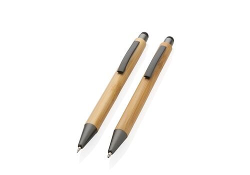 FSC® bamboo modern pen set in box, brown