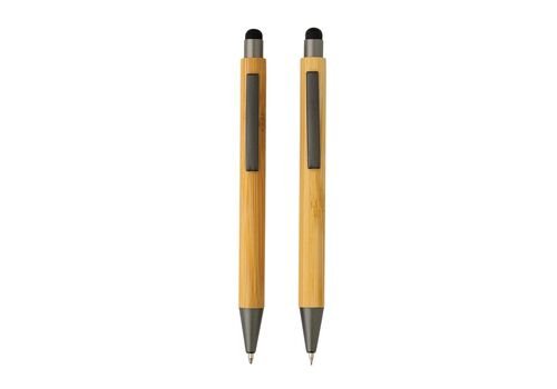 FSC® bamboo modern pen set in box, brown