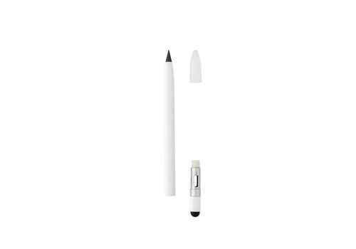 Aluminum inkless pen with eraser, white