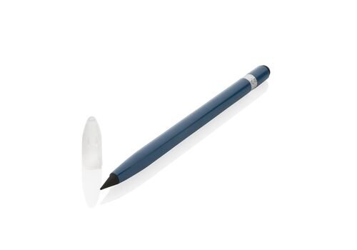 Aluminum inkless pen with eraser, blue