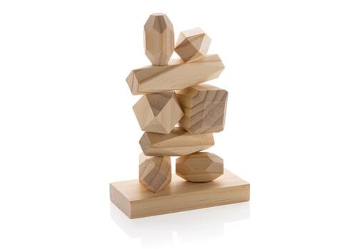 Ukiyo Crios wooden balancing rocks in pouch, brown