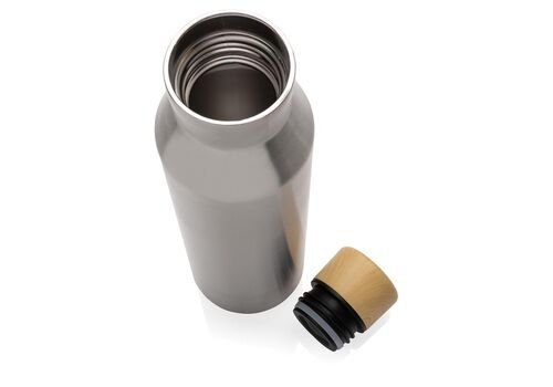 Gaia RCS certified recycled stainless steel vacuum bottle, silver